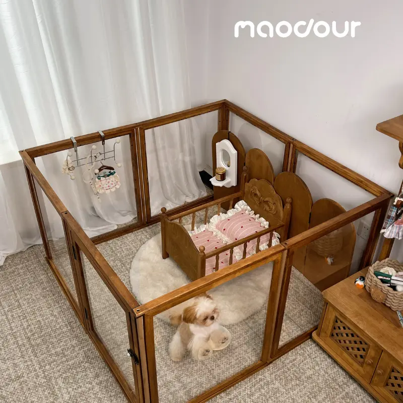 pet playpen for small dogs - Solid Wood Transparent Pet Playpen